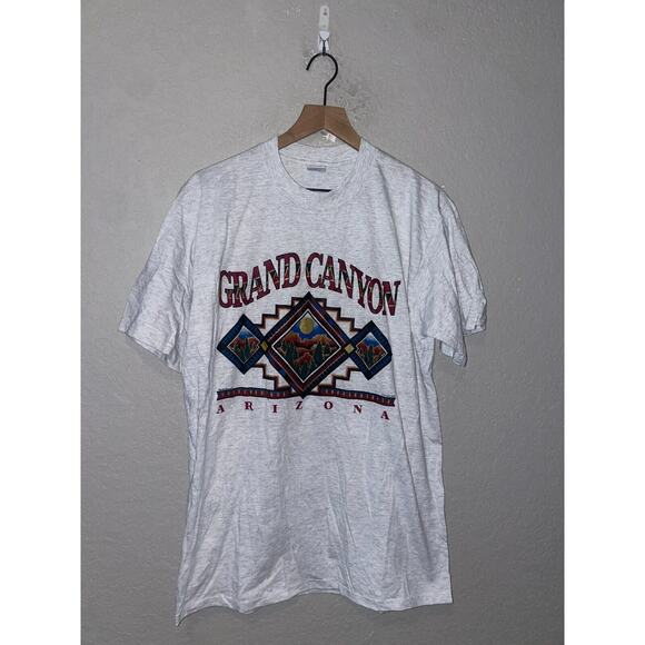 Vintage Test Print Shirt Grand Canyon Grand Teton Moose Nature Gray Tee VTG L - Picture 1 of 12